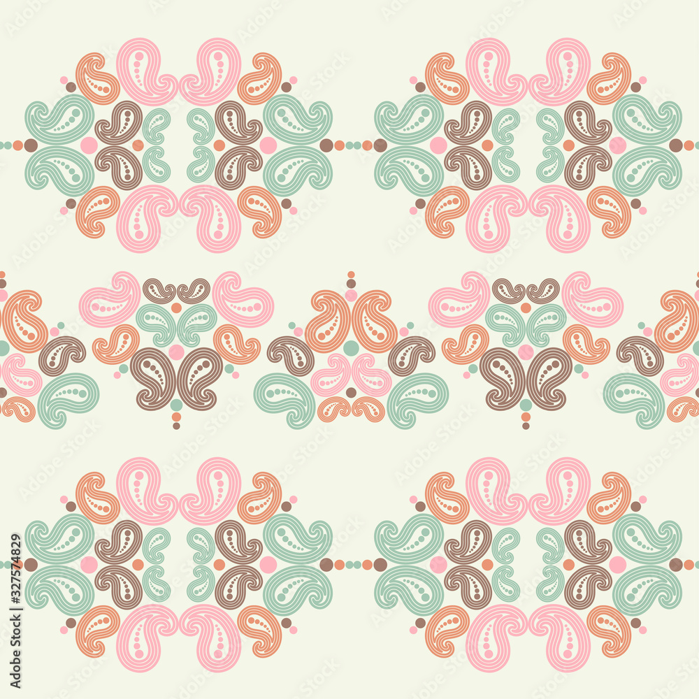 Paisley ornament. Buta. Polka dots. Ikat. Traditional ornament. Vector illustration for web design or print.