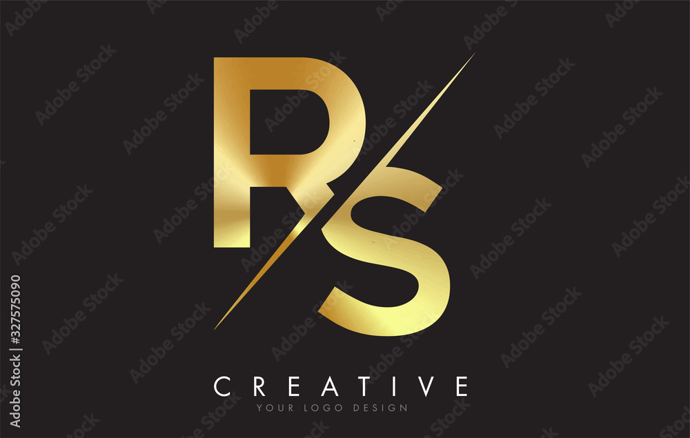 RS R S Golden Letter Logo Design with a Creative Cut. Stock Vector ...