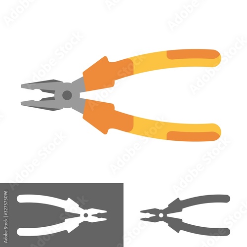 Pliers with rubber coating. Toolbox hand tool. Flat style vector illustration