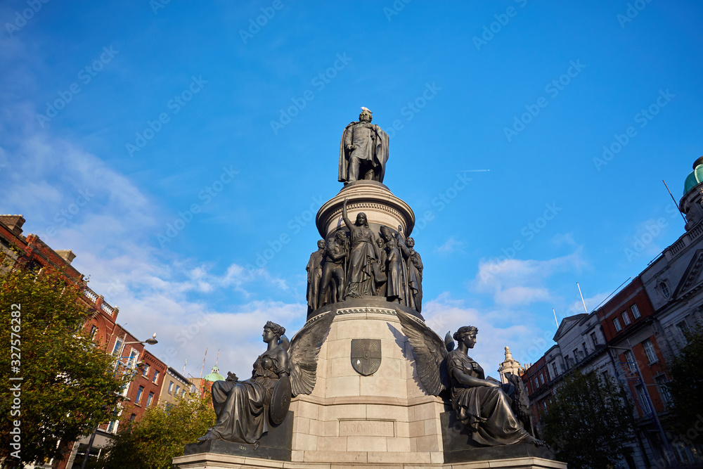 The Daniel O 'Connell monument on O'Connell Street, Dublin, Ireland