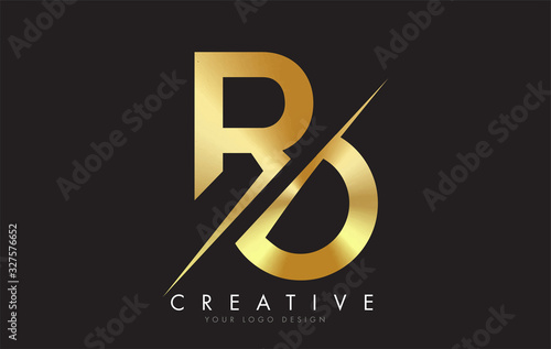 RO R O Golden Letter Logo Design with a Creative Cut.