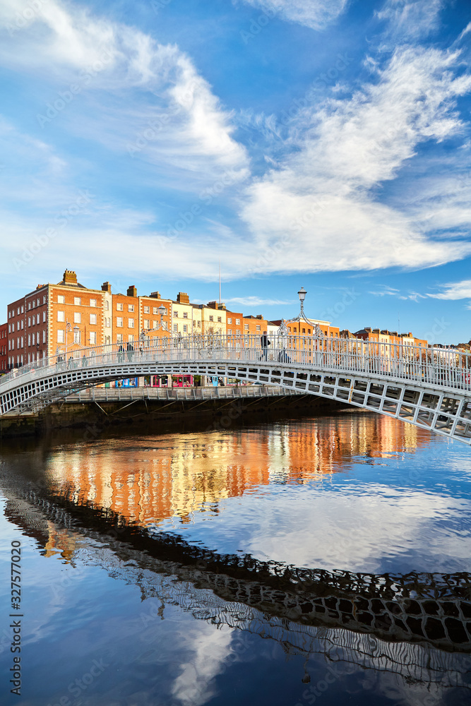 Obraz premium The Ha'penny bridge in Dublin City, Ireland