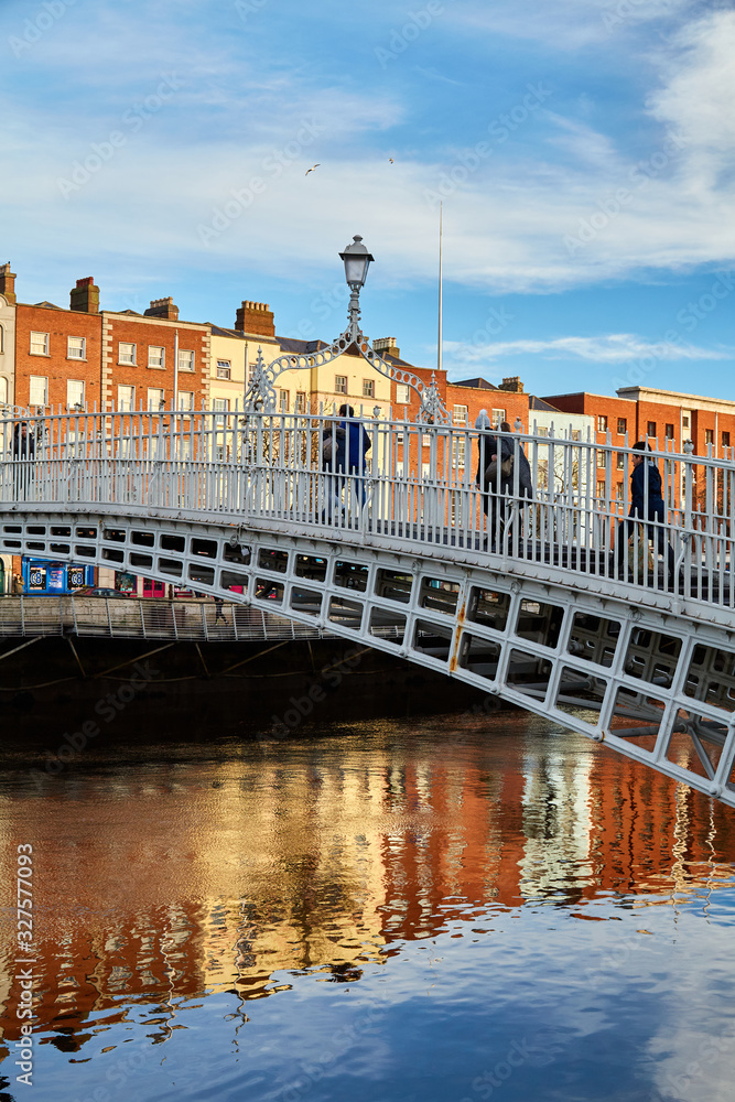 The Ha'penny bridge in Dublin City, Ireland