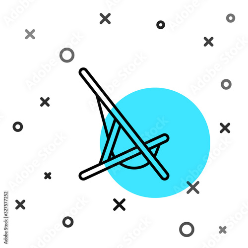 Black line Sunbed icon isolated on white background. Random dynamic shapes. Vector Illustration