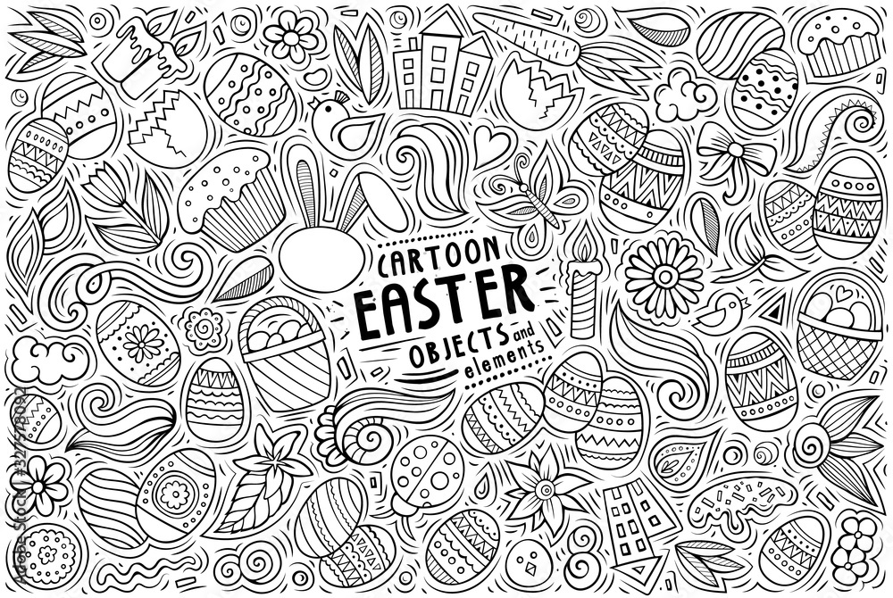 Vector set of Easter theme items, objects and symbols Vector set of Easter theme items, objects and symbols