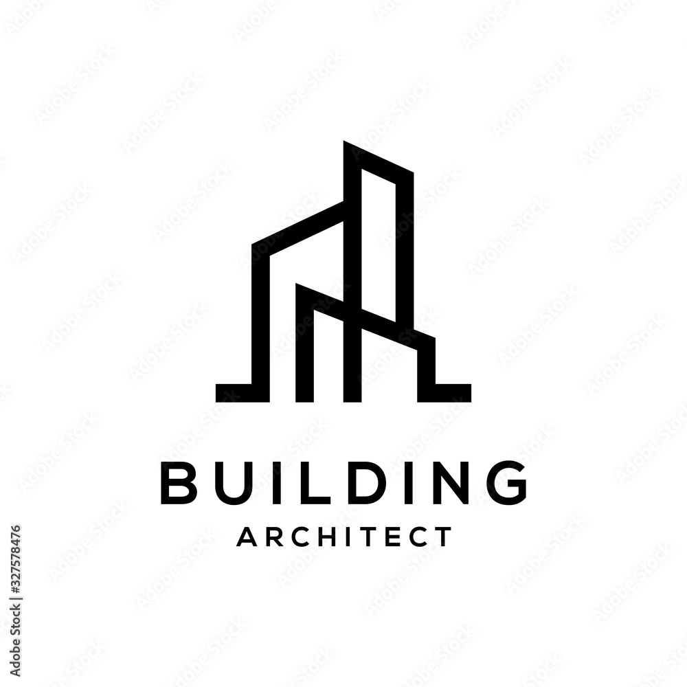 Abstract Building vector logo design isolated on white background