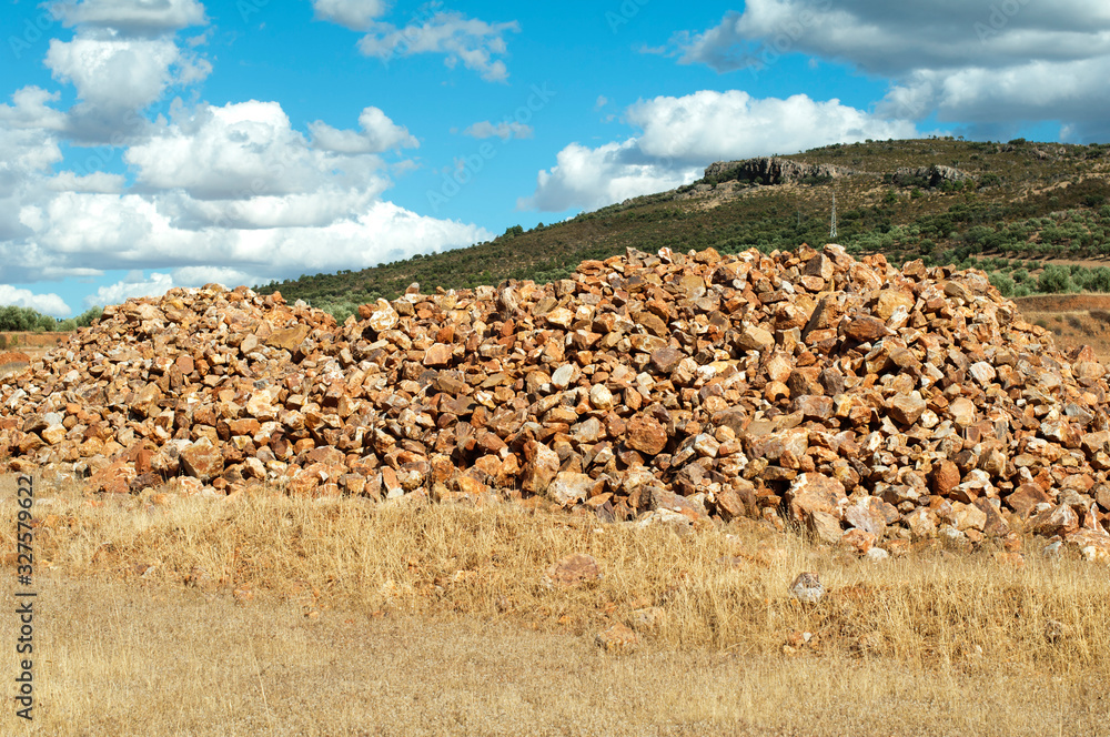 Pile of stones for construction