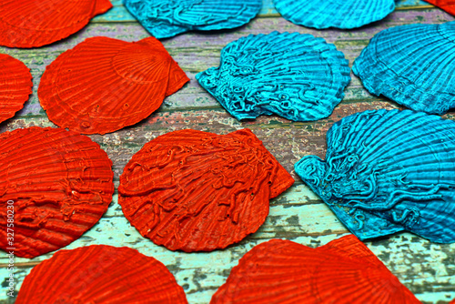 Colorful scallops on the table photo