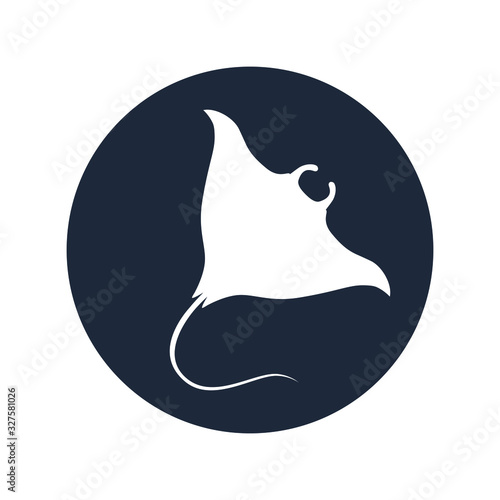 Stingray graphic icon. Manta ray sign in the circle isolated on white background. Sea life symbol. Vector illustration