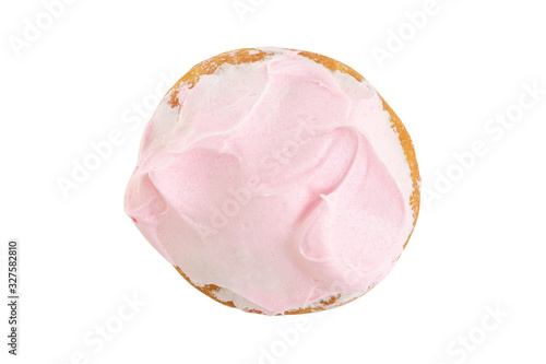 pink milk cream doughnut isolated on white background