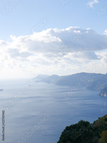 view of the sea and mountains amalfi coast italy