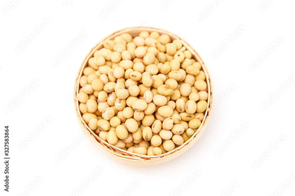 A pile of soybeans in a bamboo basket A pile of soybeans in a bamboo basket