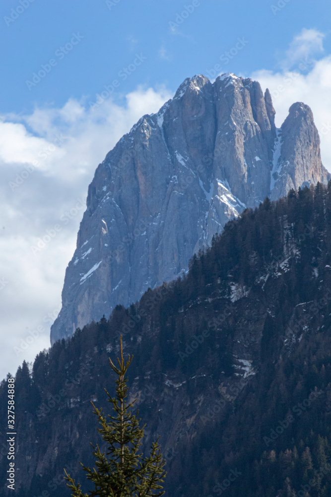 Italy, South Tirol, Val Gardena, February 2020. Mountain View 