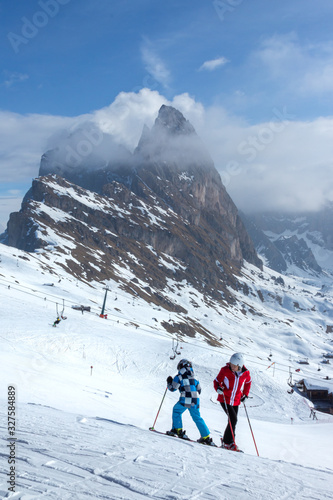 Italy, South Tirol, Val Gardena, February 2020. Mountain View 