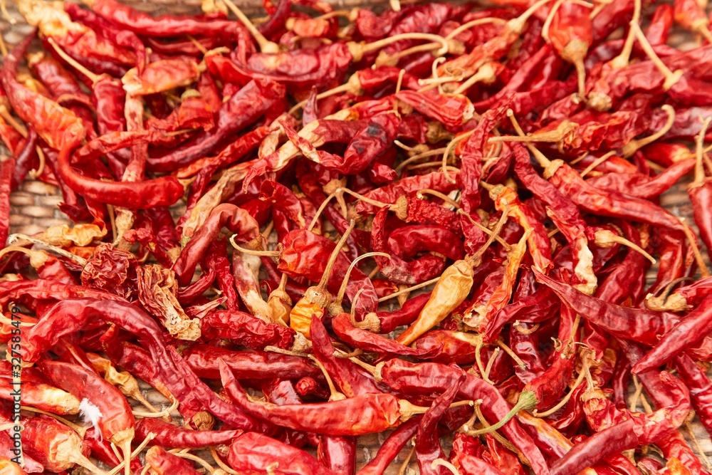 A pile of dried peppers A pile of dried peppers