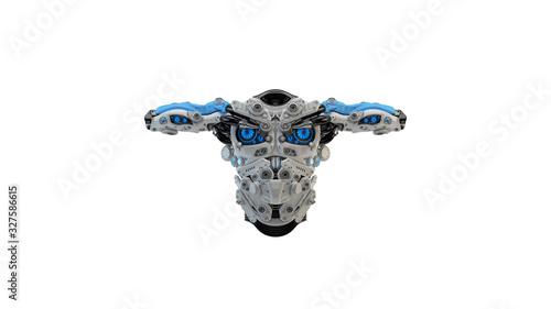 Robot torso for replacement, 3d rendering in T pose, isolated on white background