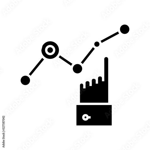 Logistics chain black icon, concept illustration, vector flat symbol, glyph sign.