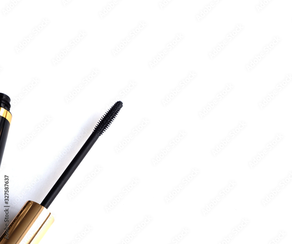 Beautiful advertising background design. The mascara and brush Beautiful advertising background design. The mascara and brush