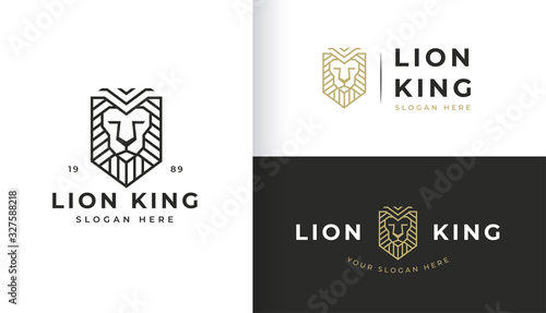 Vintage Shield lion logo design