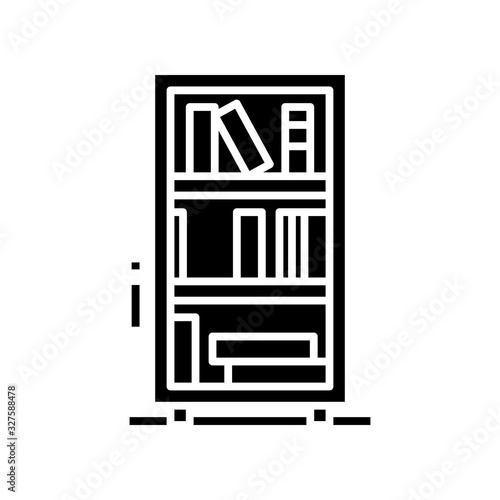 Home library black icon, concept illustration, vector flat symbol, glyph sign. © michael broon