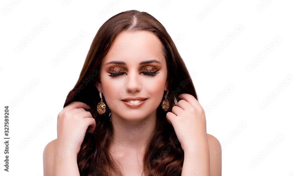 Young woman in beauty concept on white isolated background Young woman in beauty concept on white isolated background