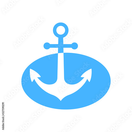 Blue anchor vector icon on white background