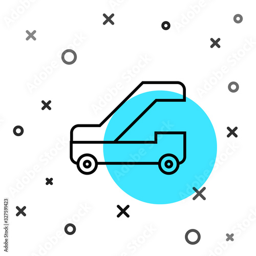 Black line Passenger ladder for plane boarding icon isolated on white background. Airport stair travel. Random dynamic shapes. Vector Illustration
