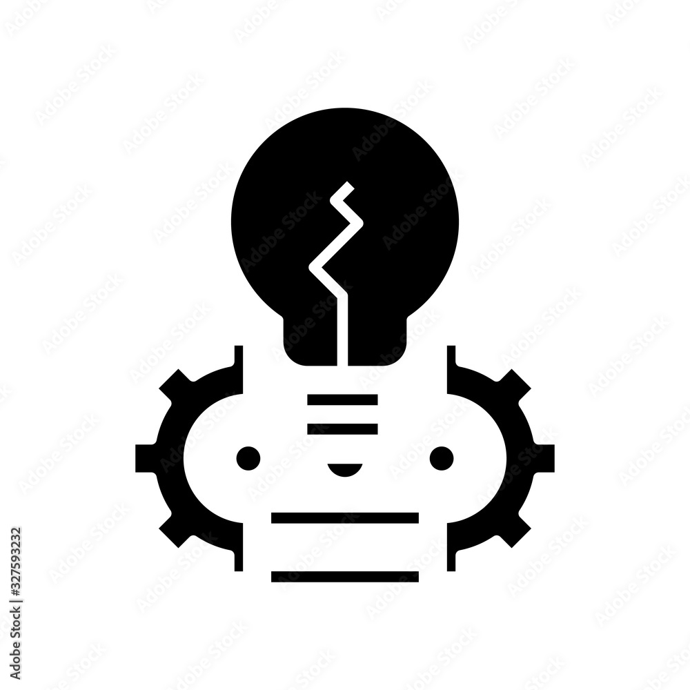 Idea generator black icon, concept illustration, vector flat symbol, glyph sign. Idea generator black icon, concept illustration, vector flat symbol, glyph sign.
