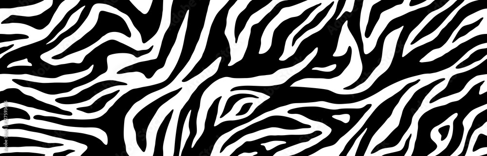Zebra fur - stripe skin, animal pattern. Repeating texture. Black and white seamless background. Vector Zebra fur - stripe skin, animal pattern. Repeating texture. Black and white seamless background. Vector