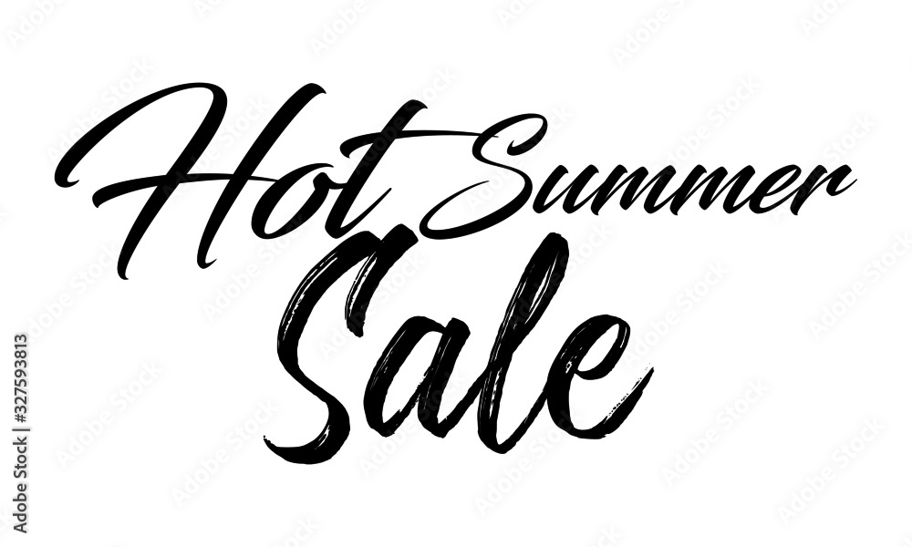 Hot Summer Sale Postcard. Ink illustration. Modern brush calligraphy. Isolated on white background. Hot Summer Sale Postcard. Ink illustration. Modern brush calligraphy. Isolated on white background.