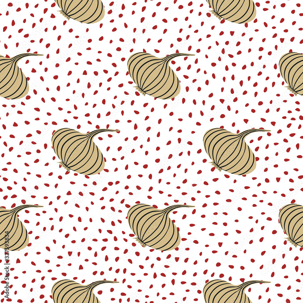 Ripe onion seamless pattern. Doodle onion bulb vegetable wallpaper. Ripe onion seamless pattern. Doodle onion bulb vegetable wallpaper.