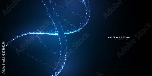 Abstract 3d  wireframe DNA helix molecule . Medical science, genetic biotechnology, chemical biology, vector illustration or background concept of genetics