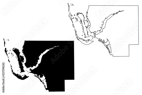 Lee County, Florida (U.S. county, United States of America, USA, U.S., US) map vector illustration, scribble sketch Lee map