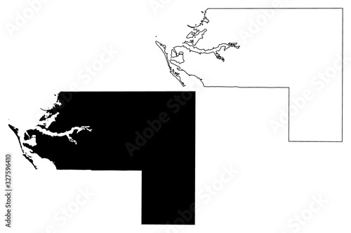 Manatee County, Florida (U.S. county, United States of America,USA, U.S., US) map vector illustration, scribble sketch Manatee map photo