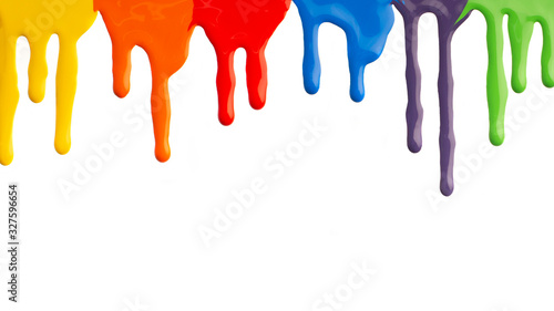 Advertisement of paint colors, colorful acrylic paint dripping