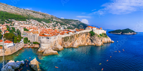 Fototapeta Naklejka Na Ścianę i Meble -  Landmarks and travel in Croatia - beautiful Dubrovnik town, pearl of Adriatic coast