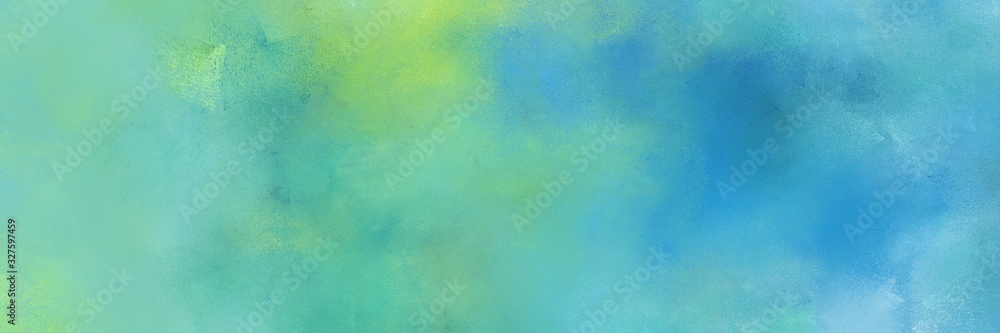 painted grunge horizontal background banner with medium aqua marine, steel blue and sky blue color