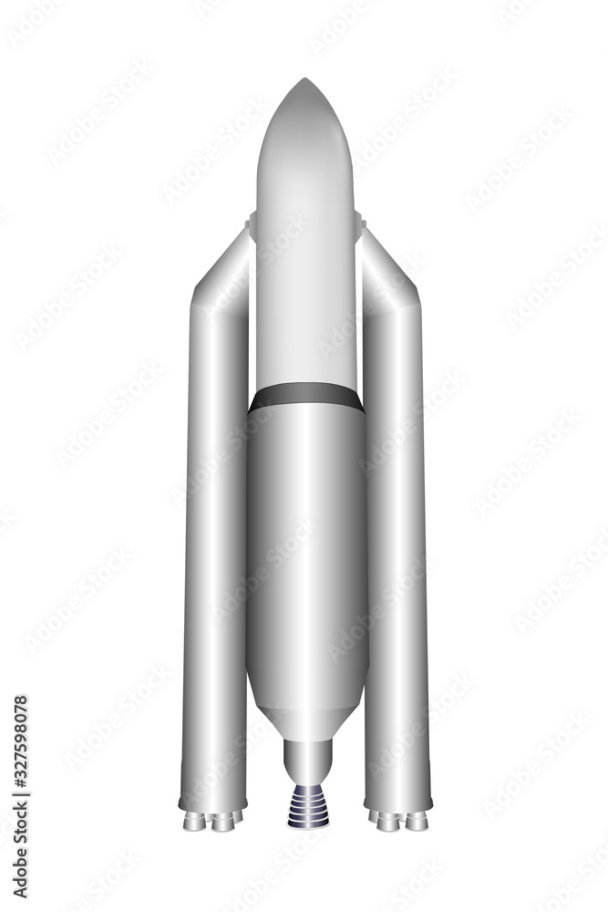 Super heavy carrier rocket isolated on white background. Vector illustration. Super heavy carrier rocket isolated on white background. Vector illustration.