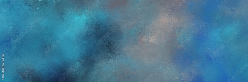vintage painted art aged horizontal background with teal blue, slate gray and dark gray color