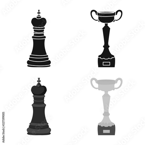Isolated object of checkmate and thin logo. Set of checkmate and target stock symbol for web.