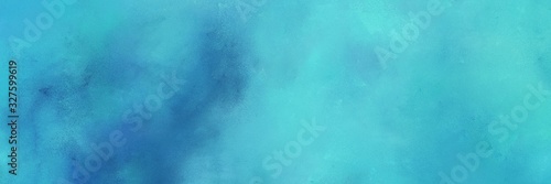 painted aged horizontal background design with medium turquoise, steel blue and teal blue color