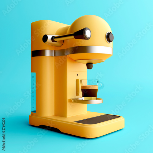 Coffee machine minimal style illustration isolated in studio. 3d render photo