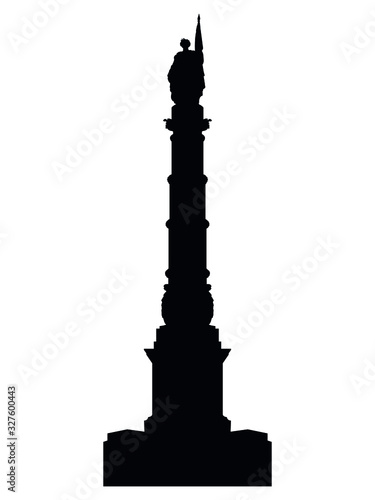 Vector Illustration of the Black Silhouette of Symbol of Boston - Soldiers and Sailors Monument
