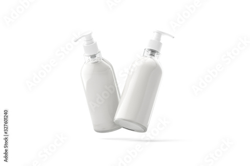 Fotografía Blank two glass cream bottle mock up, no gravity