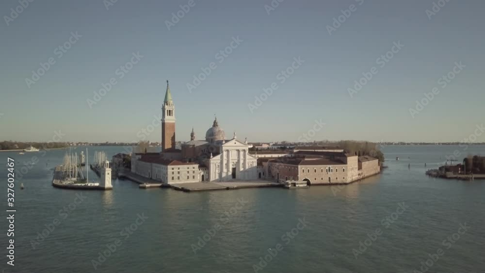 Venice, Italy. View of San Giorgio island. Palladio church with bell tower. Venetian lagoon Venice, Italy. View of San Giorgio island. Palladio church with bell tower. Venetian lagoon