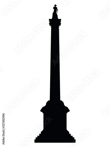 Vector Illustration of the Black Silhouette of Symbol of London - Nelson's Column at Trafalgar Square
