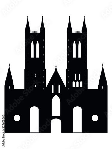 Vector Illustration of the Black Silhouette of Symbol of Lincoln - Lincoln Cathedral