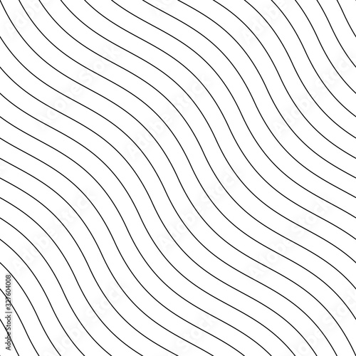 Vector creative seamless outline pattern. Striped endless wave texture. White repeatable minimalistic background with black wavy lines