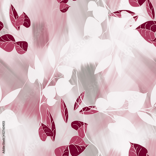 Leaves seamless pattern. Hand painted background.
