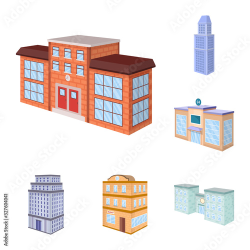 Vector illustration of city and build sign. Collection of city and apartment vector icon for stock.